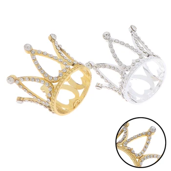 

1pc Mini Crown Princess Topper Crystal Pearl Tiara Children Hair Ornaments for Wedding Birthday Party Cake Decorating Tools