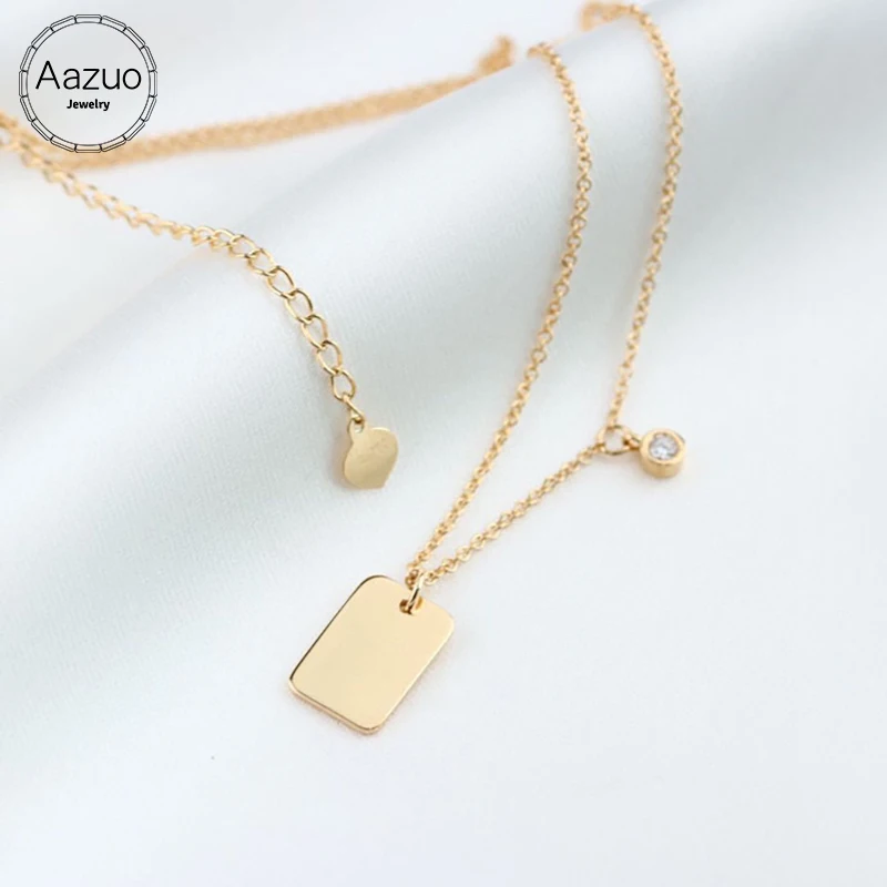 

Aazuo Fashion Hot sale Instagram Stype 18K Orignal Yellow Gold Square Gold Coin Glossy Necklace gifted for Women Au750