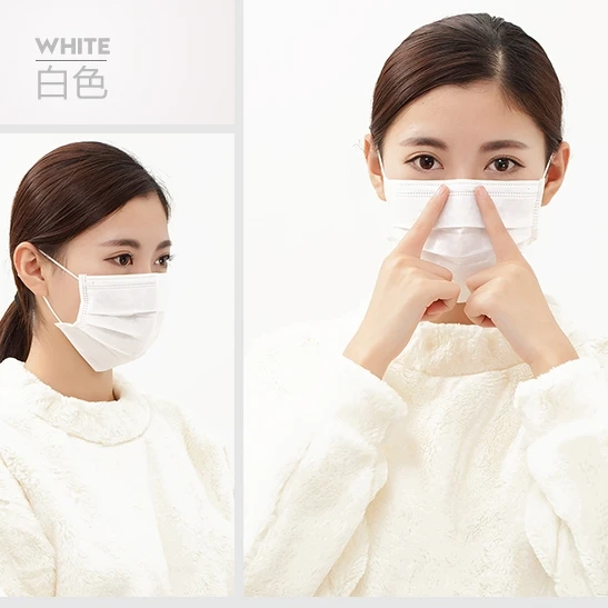 white 20 шт пылезащитные маски для лица 3 слоя Анти-пыль одноразовые хирургические медицинские салонные ушные петли лицевая маска - Цвет: white
