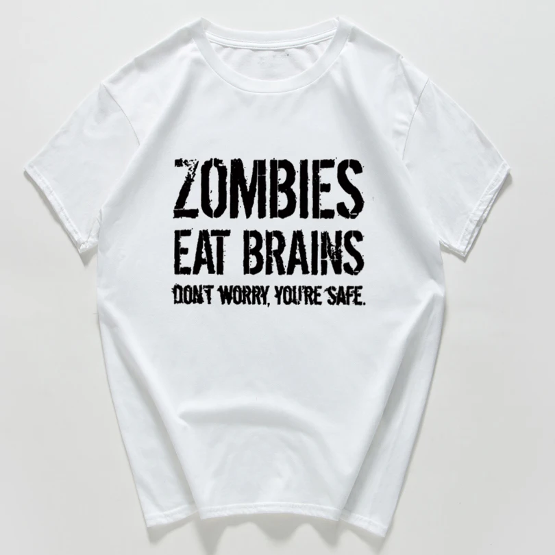 Мужские футболки с принтом зомби едят мозги, летняя повседневная забавная футболка для мужчин, Спортивная Футболка harajuku, топ, европейский размер, хлопок
