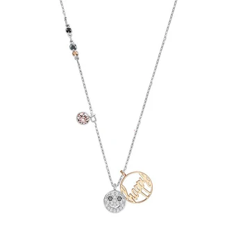 

SHINETUNG SWA Original 100% S925 Sterling Silver Happy Smiling Face Pendant Trendy Necklace Logo Fine High-End Jewelry