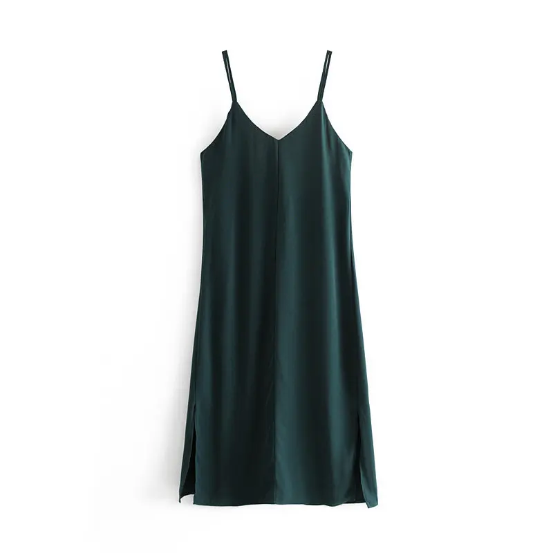 

Summer New Style Women's Travel Vacation Style Elegant Goddess-Style Long Skirts Retro Dark Green Bandage Cloth Strapped Dress D