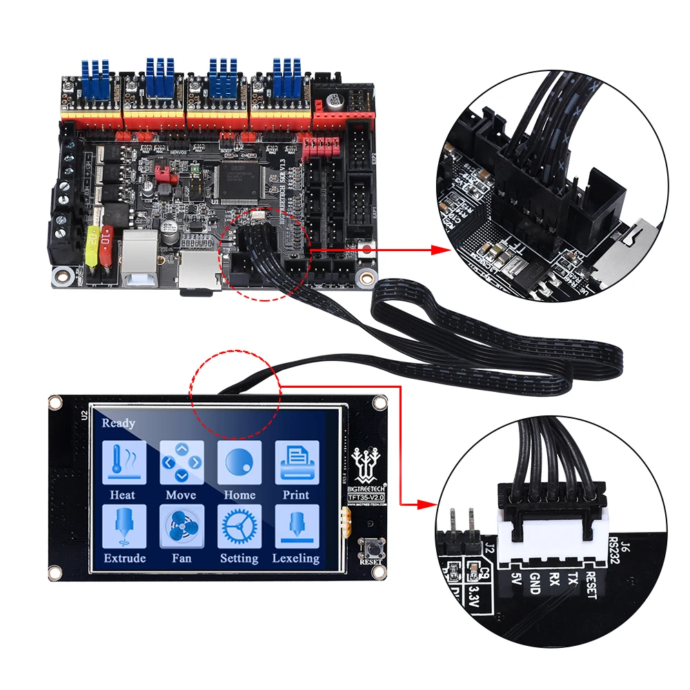 Умный контроллер BIGTREETECH TFT35 V2.0 Wi Fi дисплей сенсорный экран 3 5 дюйма запчасти для 3D