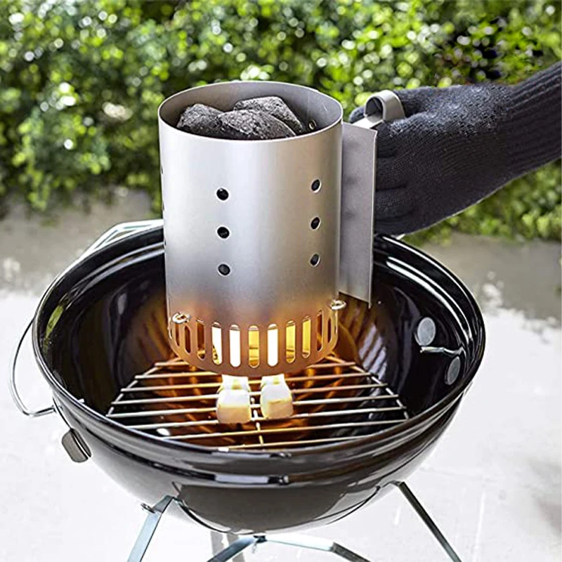 

BBQ Charcoal Chimney Starter Grill Lighter Barbecue Fire Starter Briquette Coal Fire Starter Chimney Outdoor Cooking Can Tools
