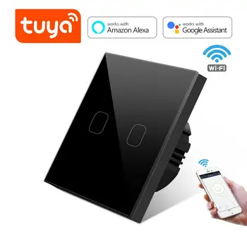 

EU Standard 220V Tuya Wifi Smart Switch Work with Alexa Google Home Touch Switch for Led Lamp Timer Voice Control Wall Switch