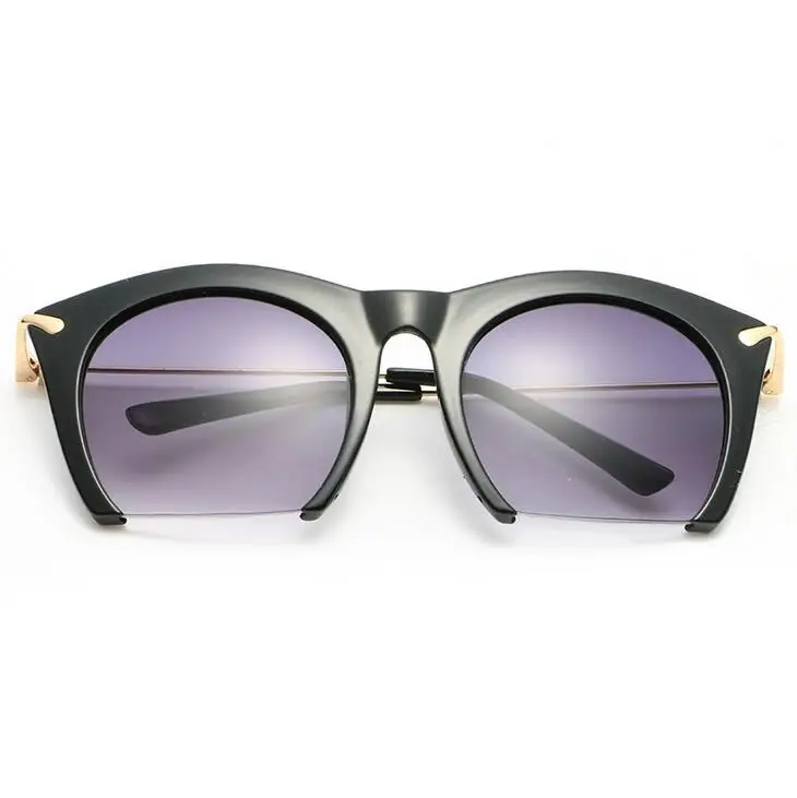Fashion Half Frame Cat Eye Sunglasses Women Trendy Colored Semi-Rimless Eyeglasses Street Beat Shopping lente de sol mujer UV400