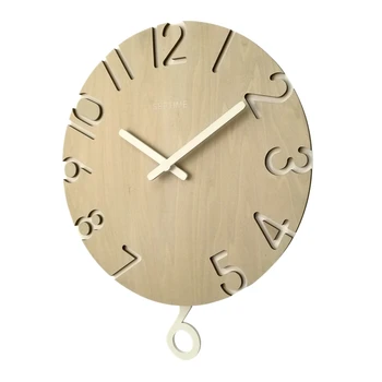 

Pendulum Simple Wall Clock Large Silent Unique Wall Clocks Wooden Art Living Room Modern Duvar Saatleri Children Watch AC50ZB