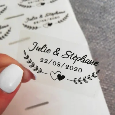 

100 personalized rectangular labels, wedding stickers, transparent labels, custom logo labels, custom names and names