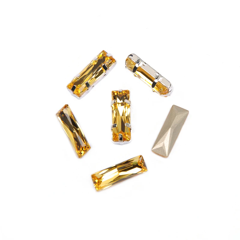 YANRUO 4547 All Sizes Light Topaz Princess Baguette Sewing Crystals Strass Point Back Glass Rhinestones For Jewelry Making