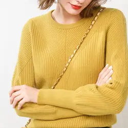 Новинка 2019, вязаный женский зимний модный свитер с круглым вырезом и длинным рукавом, свободный кашемировый женский свитер