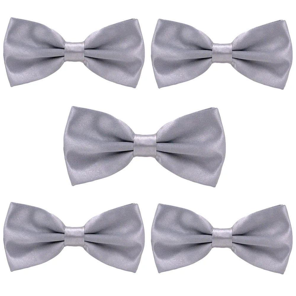 Silver White-5 PCS 5 шт. мужской классический Атласный Галстук-бабочка Свадебный школьный Регулируемый однотонный галстук-бабочка BWTYY1001 - Цвет: Silver White-5 PCS