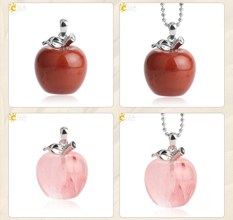Natural Crystal Apple Pendant Summer Alloy Necklace Female Europe And America Fashion Parts New Products Accessories