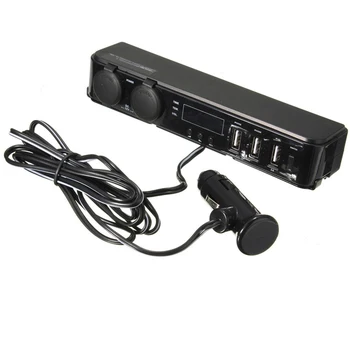 

12V Car Back Seat Mount 3 Port Usb Power Charger Cigarette Lighter Socket Adapter Charger + Digital Voltmeter Led