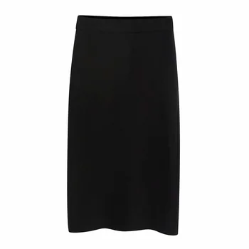 

Spring 2020 new women's Vintage high waist black knitting straight tube wrap hip long skirt 06873009800
