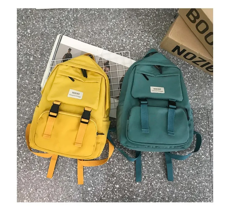 HOCODO рюкзак для женщин, одноцветная школьная сумка для девочек-подростков, сумка для путешествий на плечо, мульти карман, нейлоновая Задняя сумка Mochila
