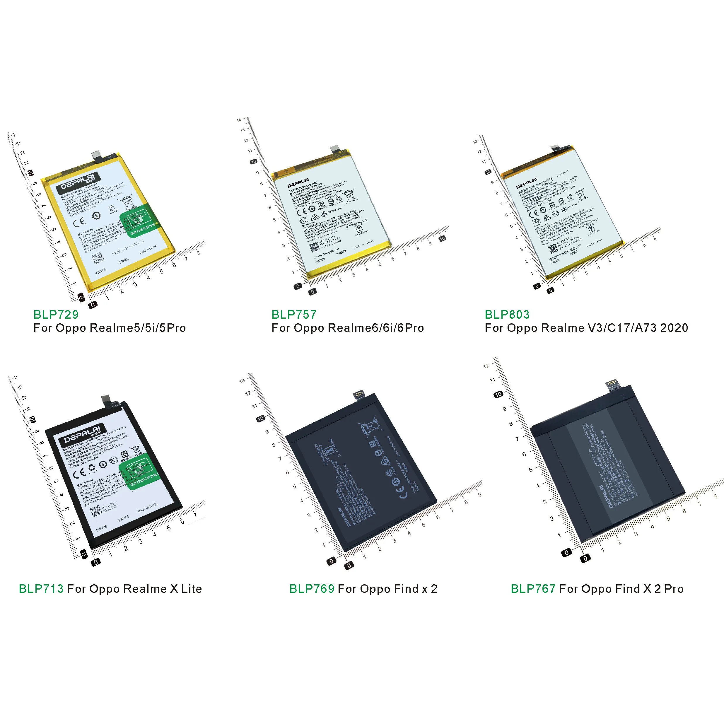

Battery for Oppo Realme, BLP877, BLP729, BLP757, BLP803, BLP767, BLP769, BLP713, 5Pro, 8i Pro, C17, A73, Find 2 Pro Batteries