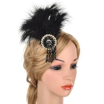 

Women Elegant Feather Diamond Hair Band Headband Wedding Bridal Hair Clip Headpiece Banquet Party Ball Decorative Accessories