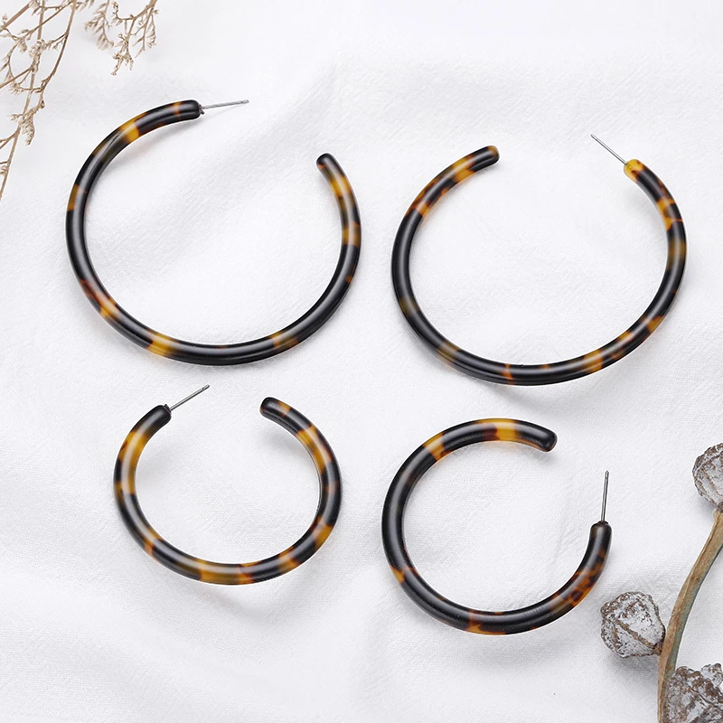 

Tortoiseshell Hoop Earrings for Women Dark Leopard Acrylic Earrings Vintage Jewelry Earings Fashion Jewelry Aros Mujer Oreja