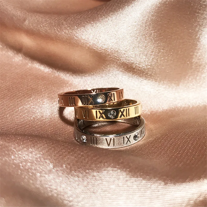 YUN RUO модные циркониевые римские кольца с цифрами для пар розового золотистого цвета женский подарок титановая сталь ювелирные изделия не меняются цвет Прямая поставка
