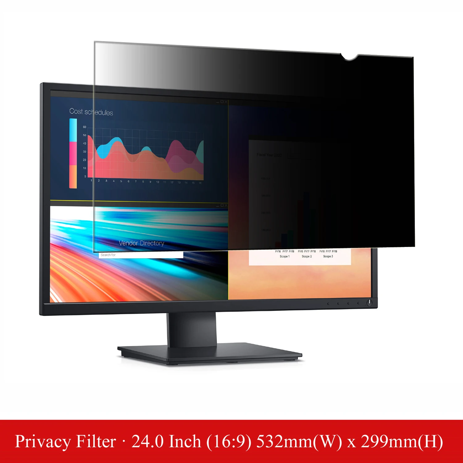 24" Privacy Filter Screen Protector for Widescreen Desktop Monitors 16:9 Ratio 
