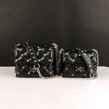 

2020 New Famous Designer Luxury Fashion Rivet Chain Shoulder Messenger Bags High Quality Genuine Leather Women Purse and Handbag