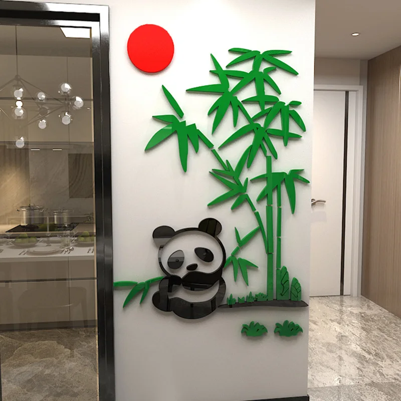 Panda Bamboo 3D наклейки на стену самоклеящиеся входные лестницы коридор настенные украшения двери наклейки креативный китайский стиль