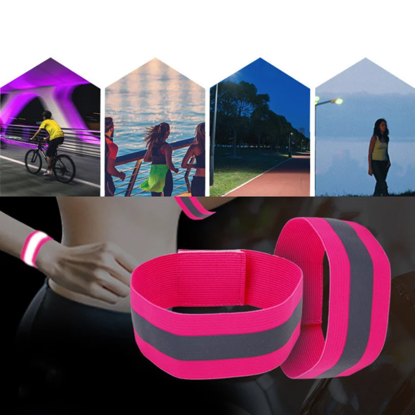 Bandas reflectantes elásticas para brazo, pierna y correas de tobillo, reflectantes de seguridad, cintas de correa para correr por la noche, caminar y ciclismo