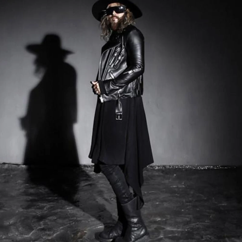 Men's coat spring and autumn style long loose personality robes black wizard hoodie cardigan trench coat men's cape style