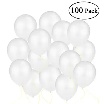 

100pcs 12 Inch Bright Color Latex Metallic Balloons Pearl White Thick Balloon Party Decoration Supplies(White)