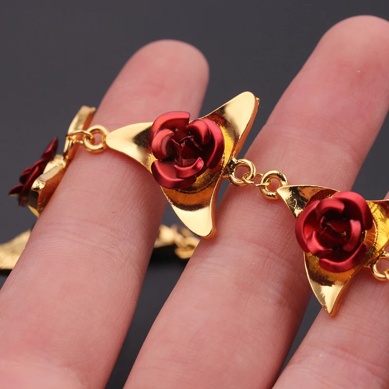 Цвет золота браслет с розами цветок женщина наручные браслет-цепочка для женщин на День Матери подарки Модные украшения браслеты женские