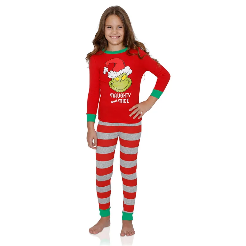 Одинаковые комплекты для семьи; комплект рождественской пижамы для маленьких детей; Красная рождественская одежда для сна с Санта-Клаусом;