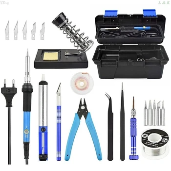 

Soldering Iron Kit with Adjustable Temperature, 60W 110V Welding Tool with Soldering Gun,5pcs Tips, Solder, Desoldering Pump
