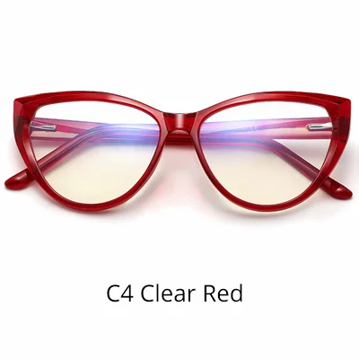 C4 Clear Red Ralferty качество TR90 очки оправа женские очки по рецепту прозрачный красный синий светильник очки с пружиной без класса очки - Цвет оправы: C4 Clear Red