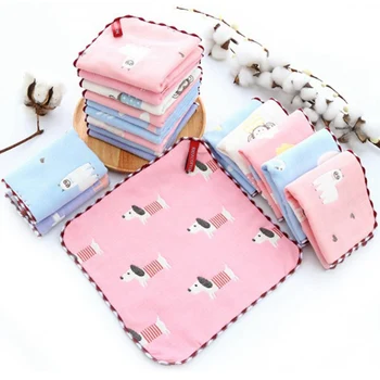 

1PCS 30*30/25*25CM Baby Face Bath Towel Cartoon Cute Animal Printed Children Small Handkerchief Nursing Feeding Saliva Towels