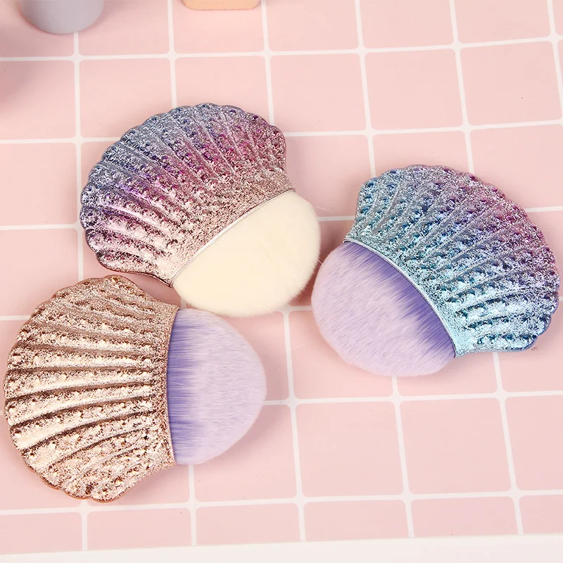 CYSHMILY 3 Colors Shell Shape Nail Brush Makeup Cleaning Remove Dust Powder Acrylic Brushes Soft Manicure Art Tools | Красота и