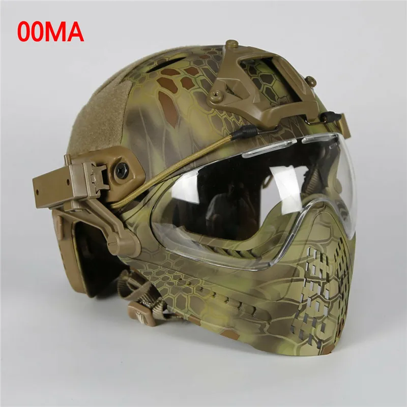 New Military Tactical Protective Helmet Airsoft Full Face Protection with Goggle Len Full Face Motorcycle Helmet