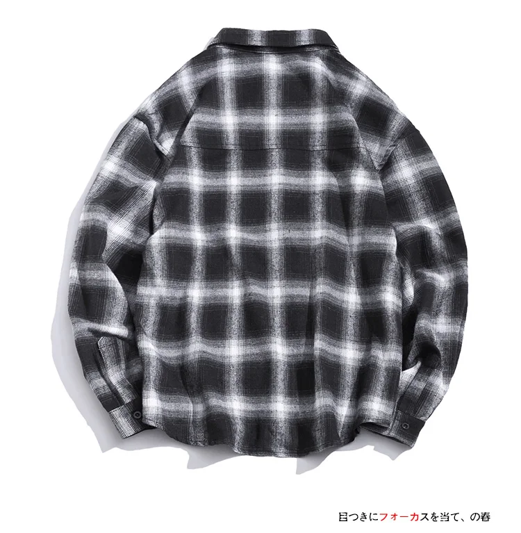 Liketkit Men's New Casual Shirts Male Plaid Long Sleeve Harajuku Oversize Shirts Men Korean Couples Japanese Streetwear 5XL