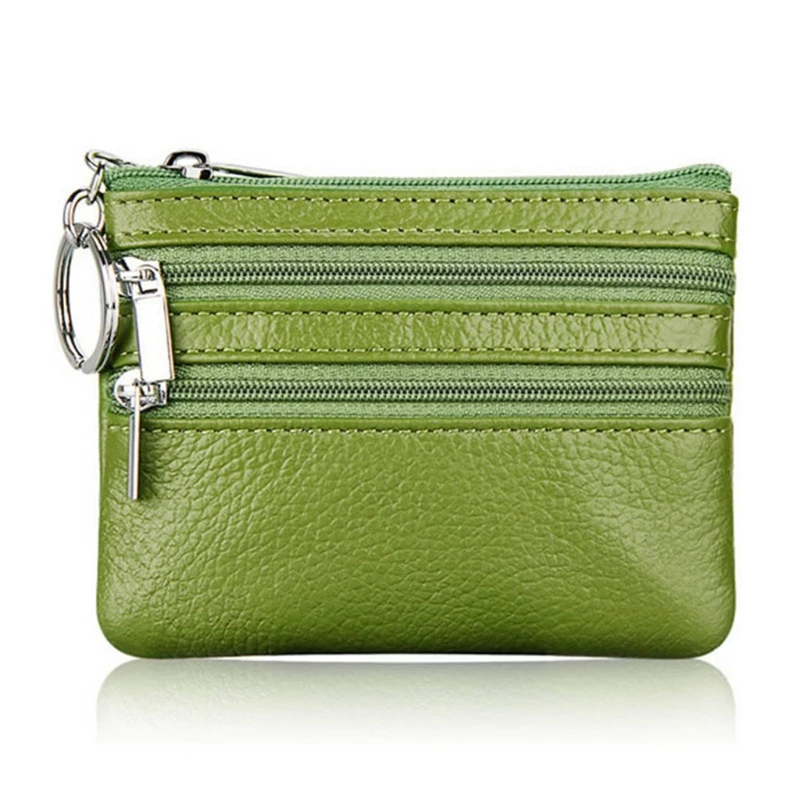 WoMen Man Leather Coin Purse Card Wallet Clutch Double Zipper Small Change Bag