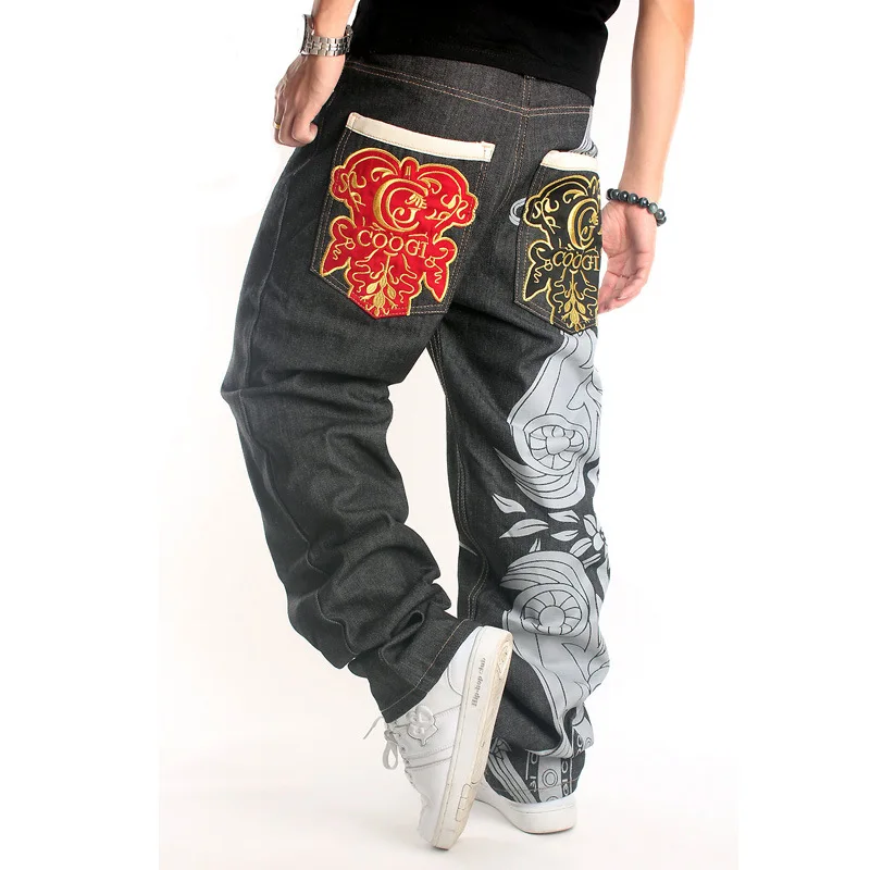 Loose Hip Hop Jeans Men Printed Tide 