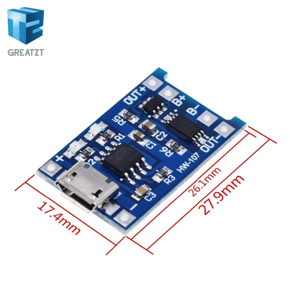 Зарядная плата TP4056 с разъемом Type c / Micro USB 5 В 1A 18650|micro usb 18650|usb 18650charging board |