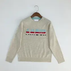 Женский свитер, новый осенний и зимний кашемировый свитер, укороченный круглый воротник, пуловер с вышитыми буквами, кашемировый свитер