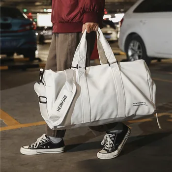 

Travel Women Gym Bag Men Large Small Weekend Bag Dry And Wet Fitness Handbag Male Female Sports PU Leather Handbag Outdoor Bags