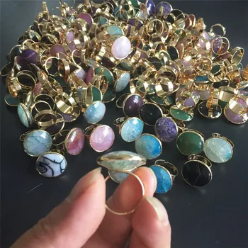 

Fashion Elegant Crystal Rings Reiki Natural Gem Stone Finger Ring Sparkling Natural Stone Rings For Women Party Jewelry