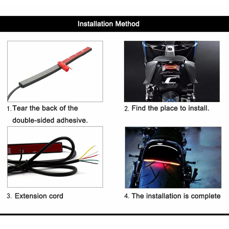 Universal Motorcycle Tail Brake Stop Turn Signal Integrated 2835 Pasted LED Light Strip For Yamaha fz6 r6 r1|strip led|strip led 2835strip |