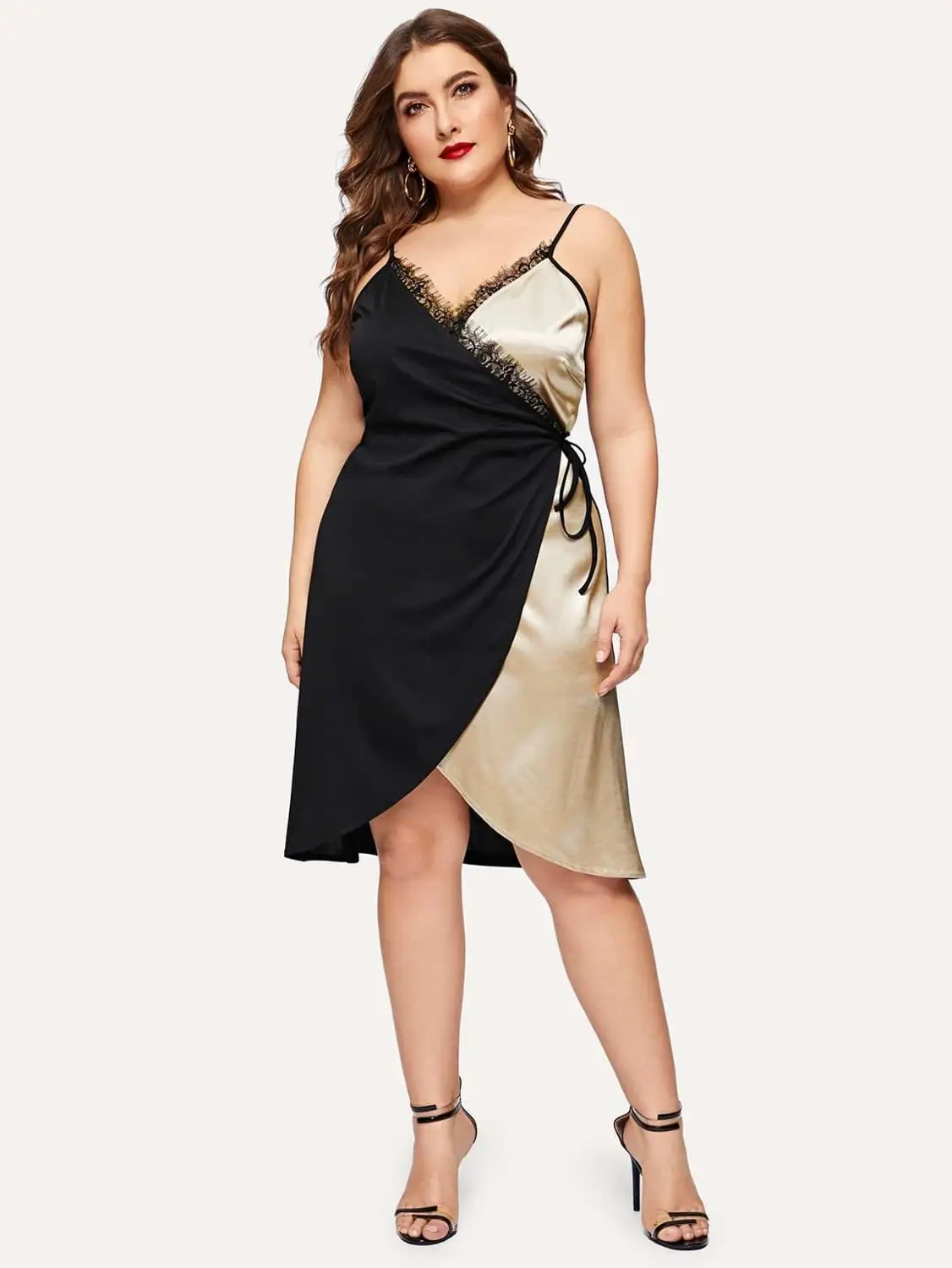 

Plus Size Wrap Lace Dress V-Neck Collar Robe Costume Party Frocks Large Size Clothes Vestido BP036A