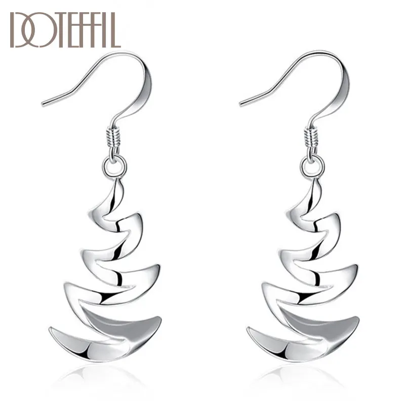 DOTEFFIL 925 Sterling Silver Crescent Drop Earrings Charm Women Jewelry Fashion Wedding Engagement Party Gift