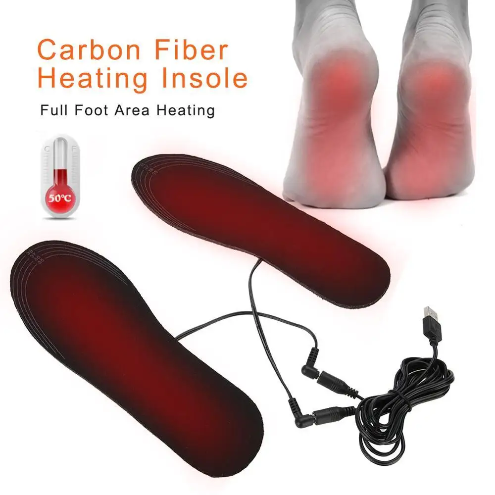 

1 Pair USB Heated Shoe Comfortable Soft Lint Electric Heated Insoles Winter Outdoor Sports Feet Warming Insoles Washable