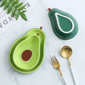 

Cute Avocado Storage Ceramic Salad Bowl Dish Fruit Shape Storage Trays Japanese Snack Dessert Tray Kitchen Tableware Ramen Bowl