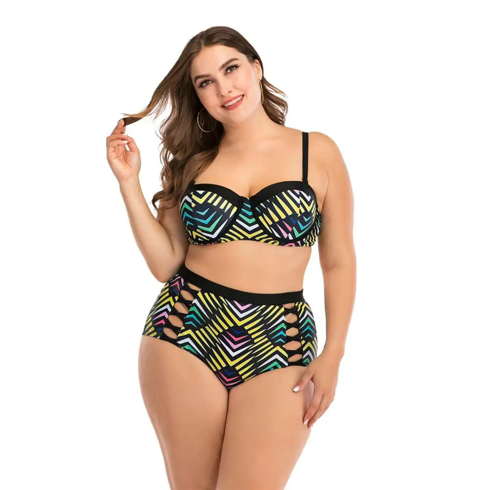 Swimsuits Two Piece Swimwear Women Stripe Women's Swimsuit 4xl Bathing Suits Push Up Swimsuit Separate 2020 Large Size XXXL