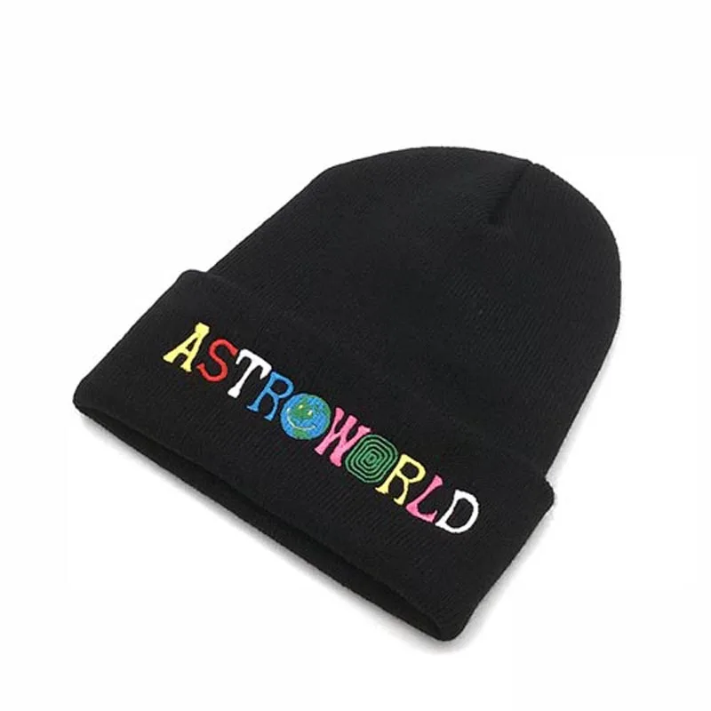 Astroworld, зимняя шапка, вязаная шапка для женщин и мужчин, вышивка, уличная, Skullies Beanies, шапки, одноцветные, теплые, спортивные, лыжные, повседневные Шапки